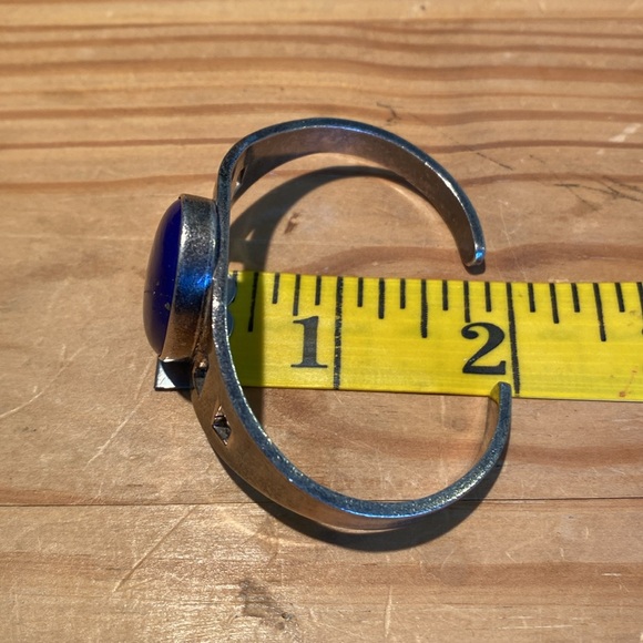 🎉 STERLING SILVER BLUE LAPIS WITH GOLDEN FLECKS CUFF BRACELET ‼️ - Picture 8 of 12